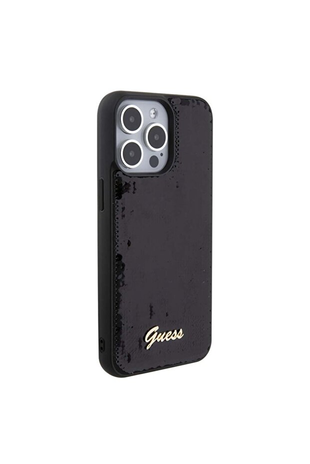 IPhone 15 Pro Max Case, Sequin Script Metal, Guess - Black - 4