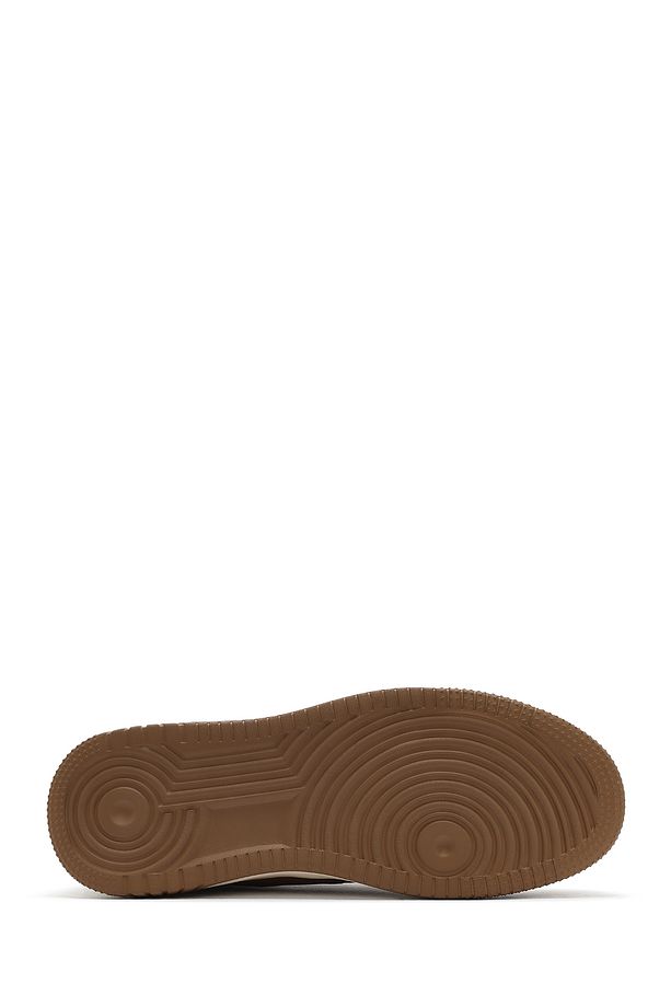 Erkek Bej Bağcıklı Kalın Tabanlı Nubuk Deri Sneaker 25SFD6110V3 - 4