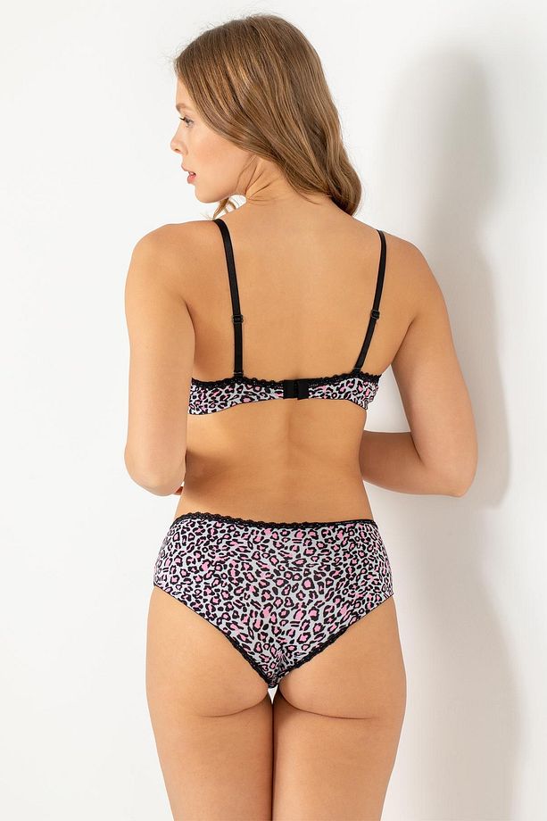 Push-up Dolgulu Leopar Desenli Viskon Sütyen Takım - 8