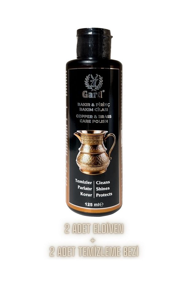 Bakır Pirinç Krom Alüminyum Cilası 125 ml + 2 Adet Eldiven + 2 Adet Parlatma Bezi - 2
