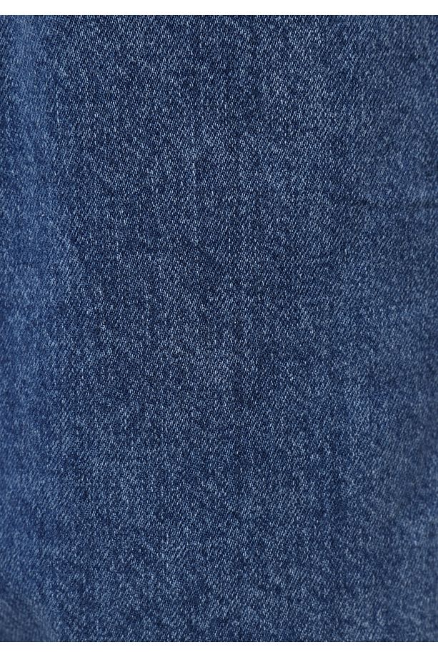 Regular Fit Orta Bel Düz Erkek İndigo Jean Şort - 6