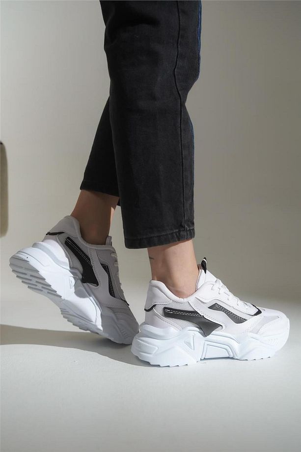 Yüksek Tabanlı Bağcıklı Spor Ayakkabı Kadın Sneaker - 3