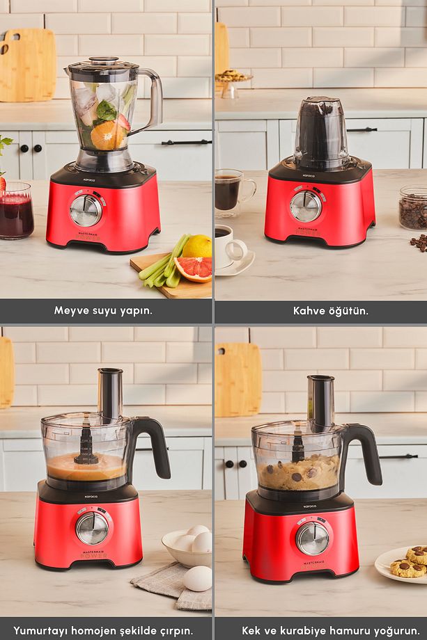 Mastermaid Power Multifunctional 10 In 1 Red Mutfak Robotu, Blender Seti 2000w - 5