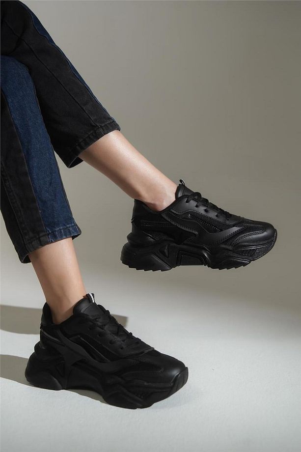 Yüksek Tabanlı Bağcıklı Kadın Spor Ayakkabı Sneaker - 2