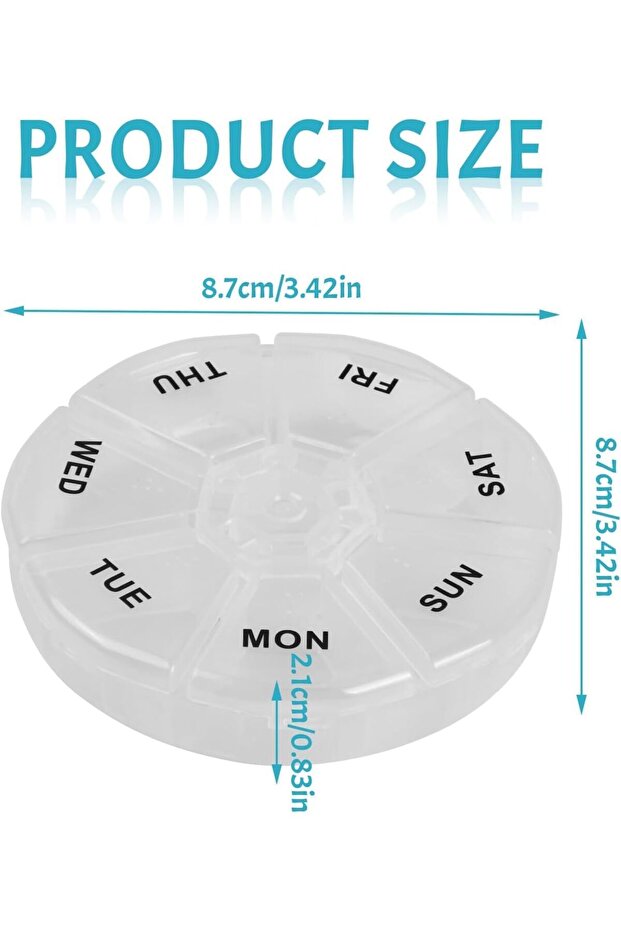 Weekly Pill Organizer – 7-Day Round Box | BPA-Free, Snap-Lock Lid, Travel-Friendly - 3