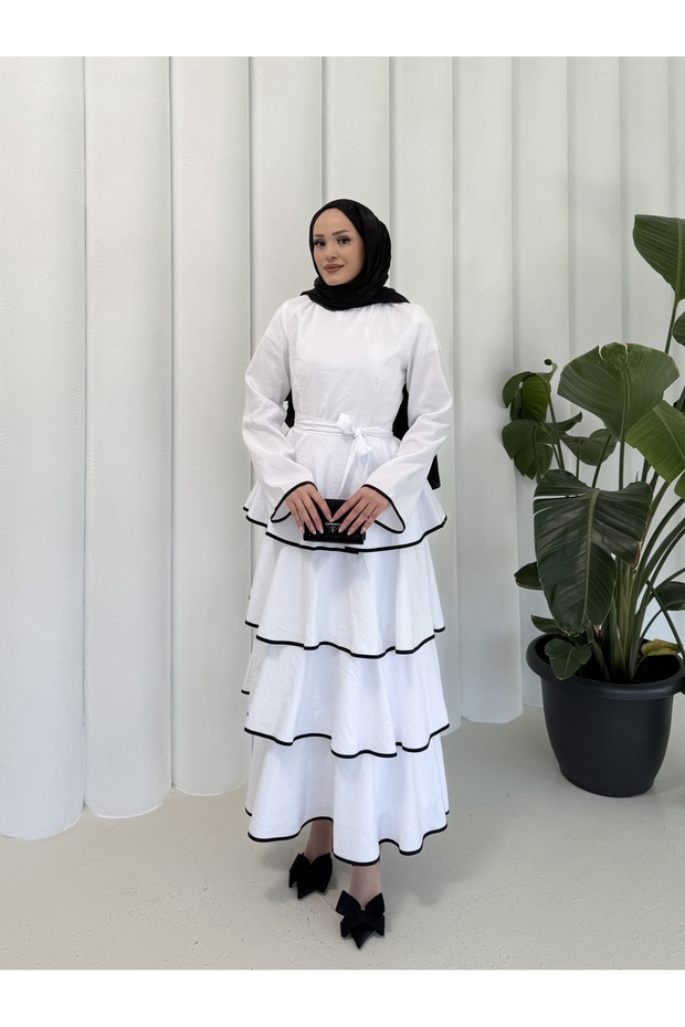 Biyeli Kat Kat Elbise 3-3055 - 3