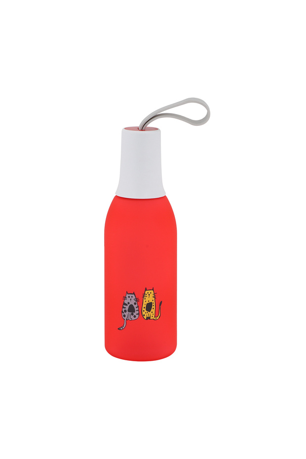 Cats Water Bottle 650 ML Red