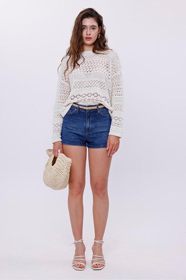 Ajurlu Triko Kadın Bluz - 2