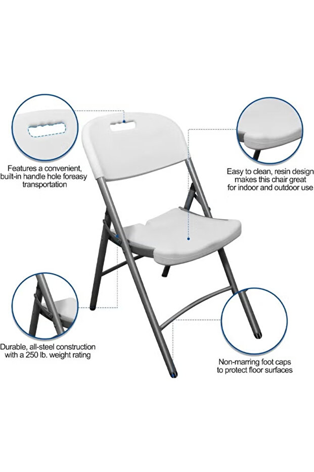 طاولة نزهة مستطيلة قابلة للطي ورحلات تخييم باللون الأبيض - 4