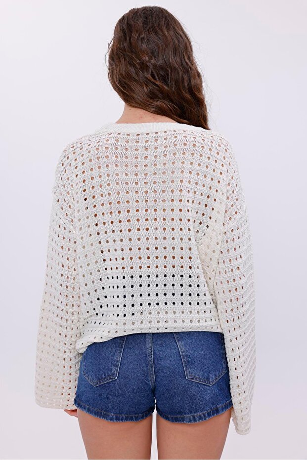 Ajurlu Triko Kadın Bluz - 5