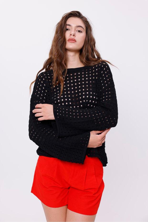 Ajurlu Triko Kadın Bluz - 4