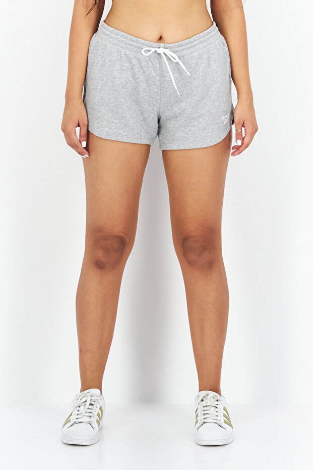 Women Sportswear Fit Drawstring Brand Logo Shorts, Grey