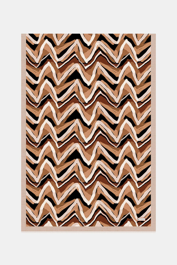 شال من نسيج التويل بنمط هندسي بني - 1