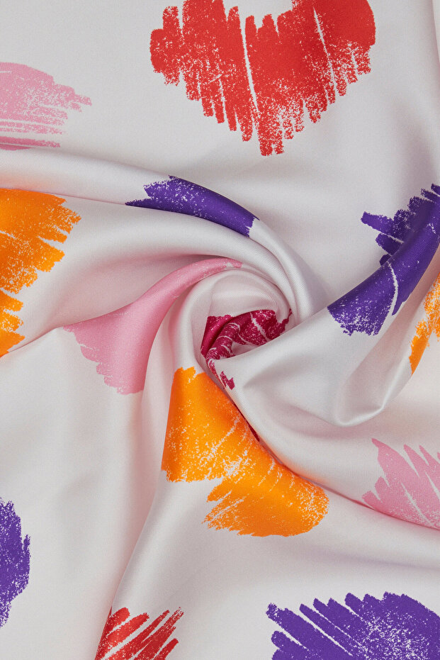 وشاح من نسيج التويل منقوش باللون الوردي - 3