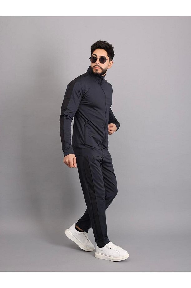 kumaş polyester kol şeritli erkek eşofman takım - 1