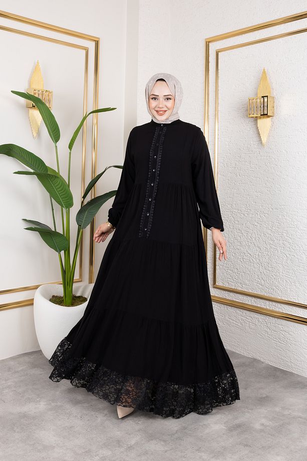 GÜPÜRLÜ DANTELLİ ELBİSE - 9