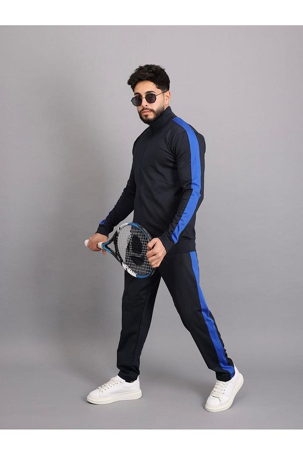 dalgıç kumaş polyester kol şeritli erkek eşofman takım - 1