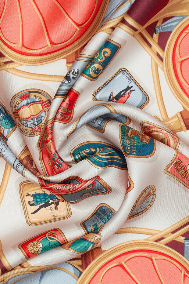 OBJECT PATTERNED SILK SCARF - 3