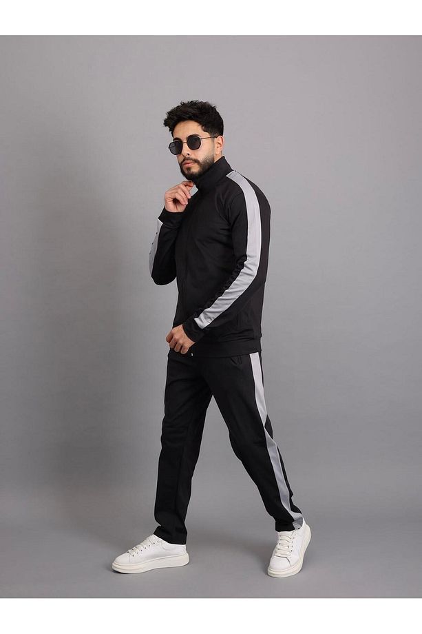 dalgıç kumaş polyester kol şeritli erkek eşofman takım - 2