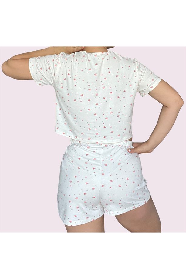 T-Shirt Şort Örme Pijama Takımı - 4