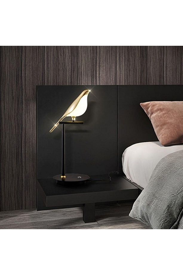Saksağan Kuş Modeli Tekli Dokunmatik Aydınlatma Masa Üstü Gece Lambası Göz Korumalı Abajur - 6