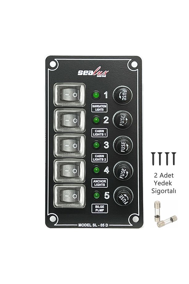 Tekne Switch Panel Kontrol Paneli Dikey Model 5 Anahtar Sealux 80 X 145 Mm - 1