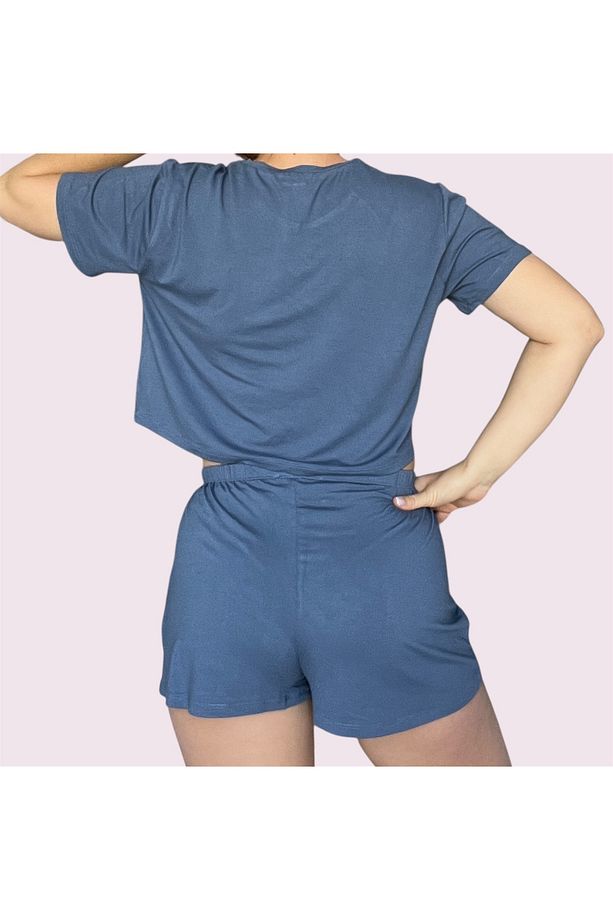 T-Shirt Şort Örme Pijama Takımı - 3