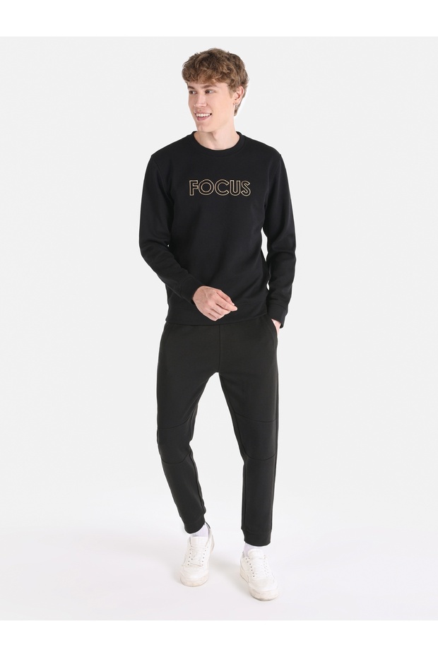 Regular Fit Erkek Siyah Sweatshirt - 3