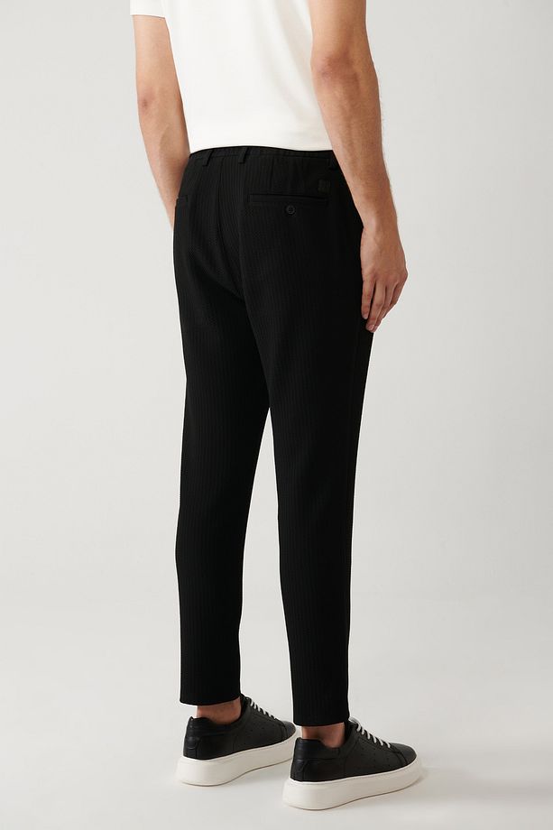 Erkek Siyah Relaxed Fit Beli Lastikli Ve Bağcıklı Bi Stretch Pantolon A41y3232 - 6