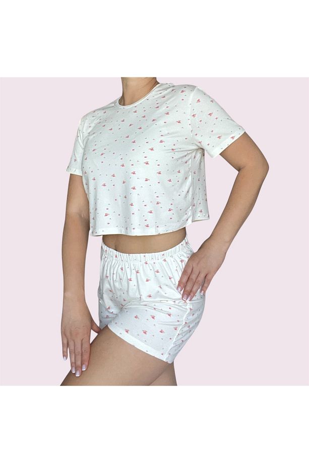 T-Shirt Şort Örme Pijama Takımı - 3