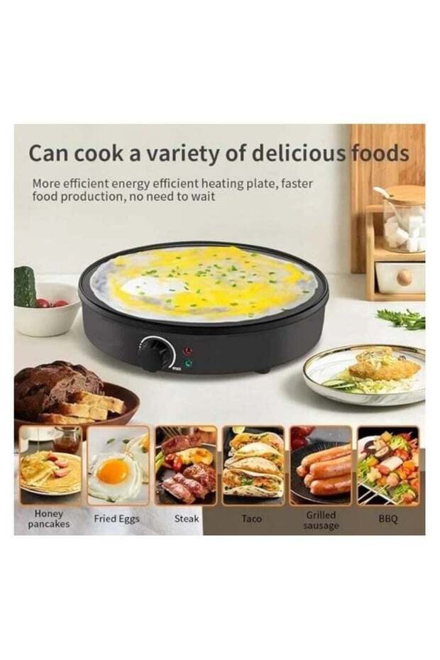 صانعة الكريب والفطائر - موقد كهربائي غير لاصق مع درجات حرارة وأدوات متغيرة - 3