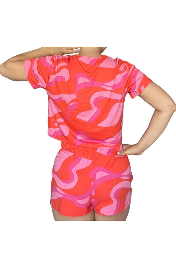 T-Shirt Şort Örme Pijama Takımı - 4