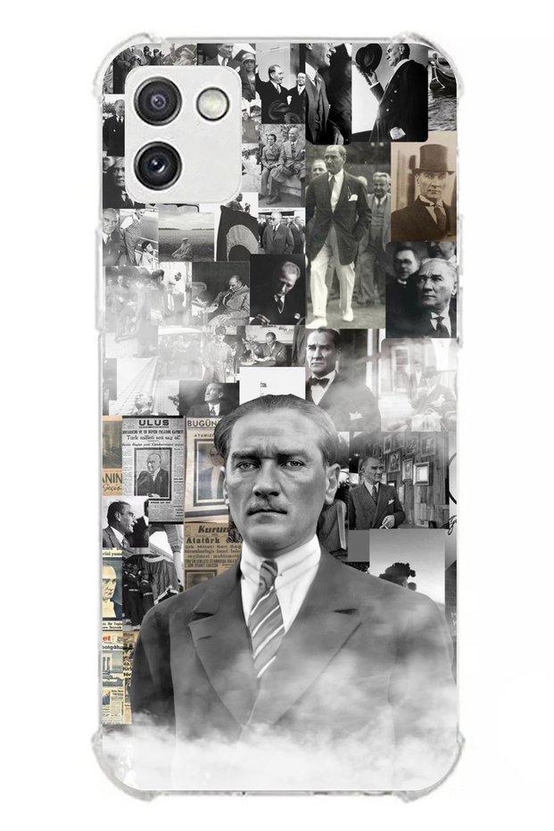 Galaxy A03 Compatible Mustafa Kemal Atatürk Collage Transparent Silicone Case