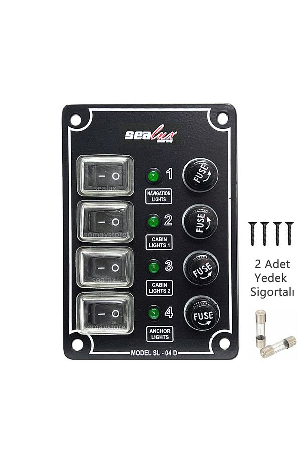 Tekne Switch Panel Kontrol Paneli Dikey Model 4 Anahtar Sealux 80x120mm - 1
