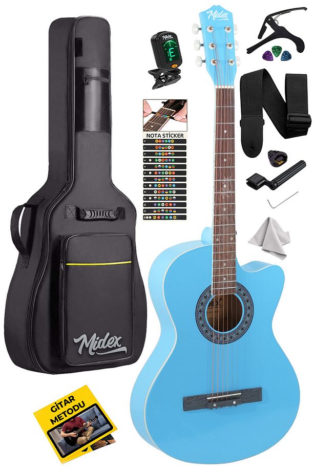 XC-120LTB Kaliteli Akustik Gitar Gül Klavye Sap Ayarlı 4/4 Full Set - 1