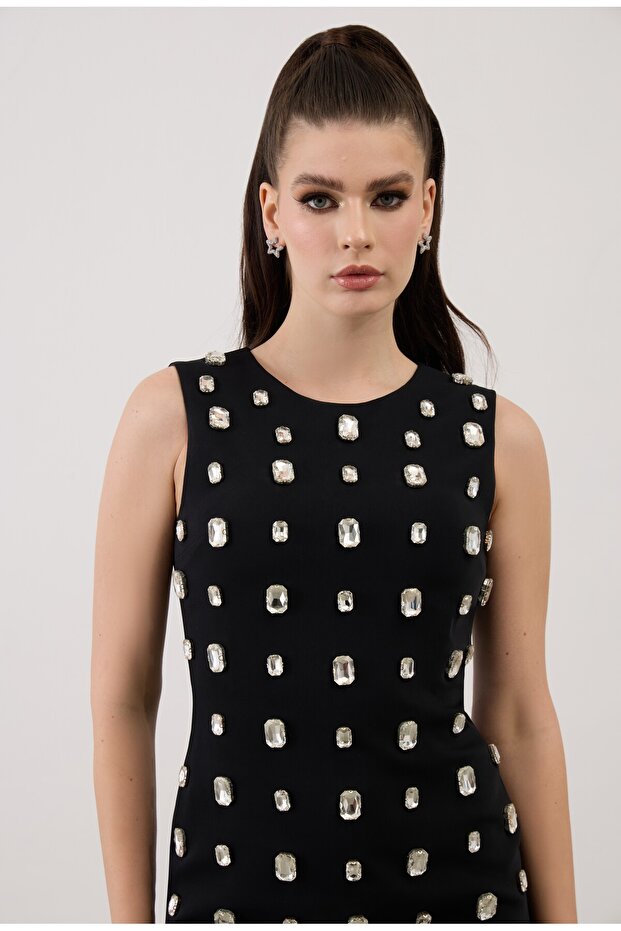 Taşlı Diva Mini Elbise - 4