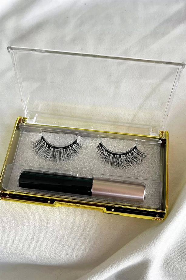 Manyetik Eyeliner'lı Mıknatıslı Doğal Ipek Takma Kirpik #001 Yoğun - 2