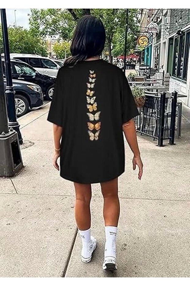 تي شيرت مطبوع برقبة دائرية - أسود - 4