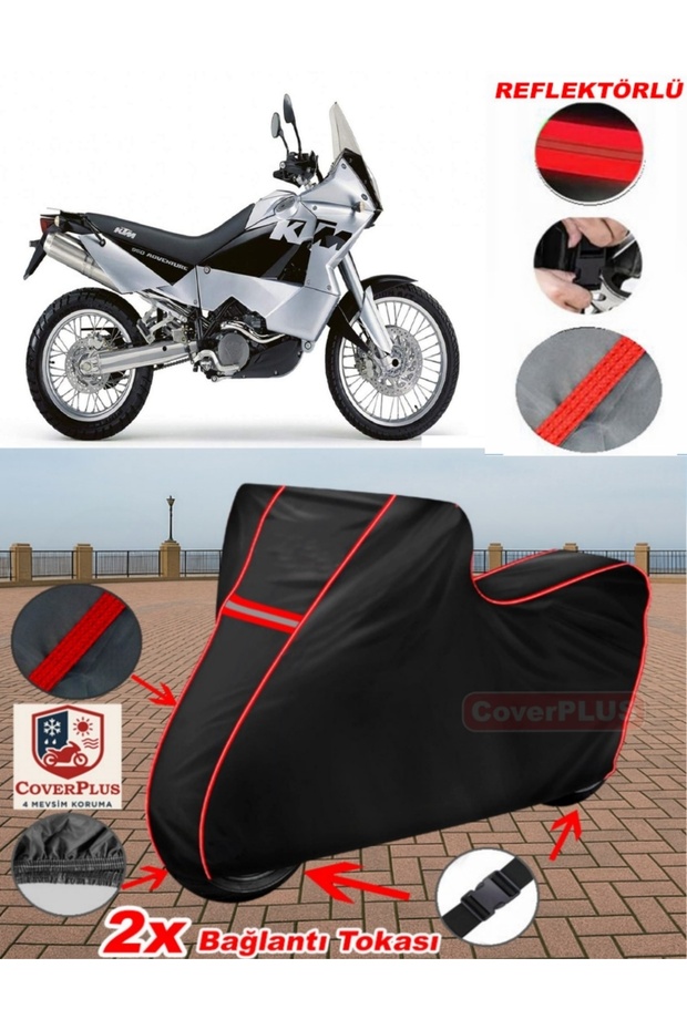Ktm 950 Adventure Tarpaulin Black Motorcycle Tarpaulin Engine Cover Tent (Red Stitched)