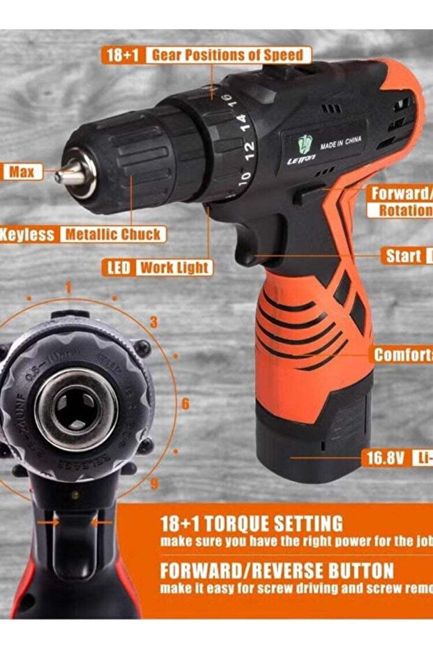 Tool set with cordless drill machine with 1300 mAh battery - 4