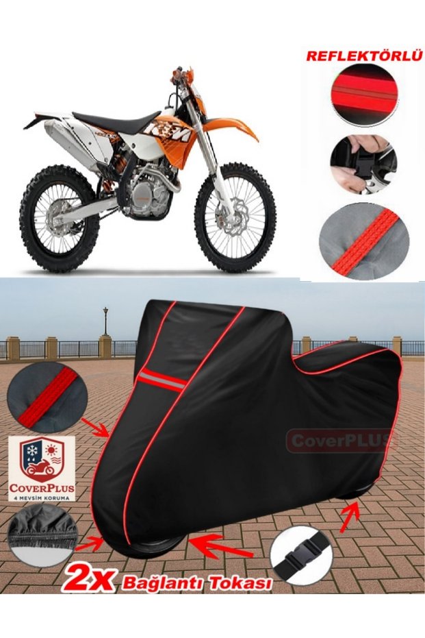 Ktm 400 Sxc Tarpaulin Black Motorcycle Tarpaulin Engine Cover Tent (Red Stitched)