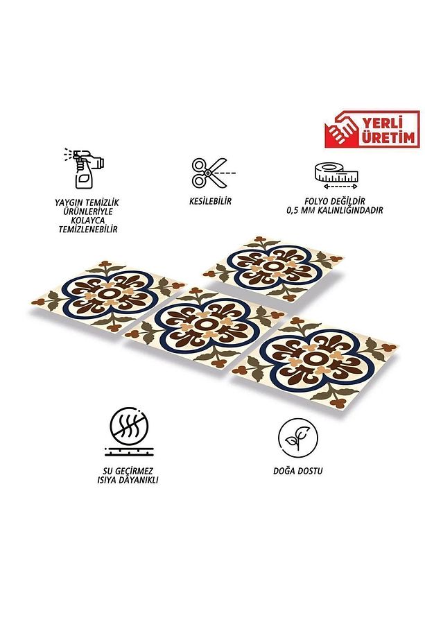 Kendinden Yapışkanlı Banyo Mutfak Kaplama Fas 05 Desenli Pvc Karo 30x30 Cm (33 ADET) 3m2 - 2