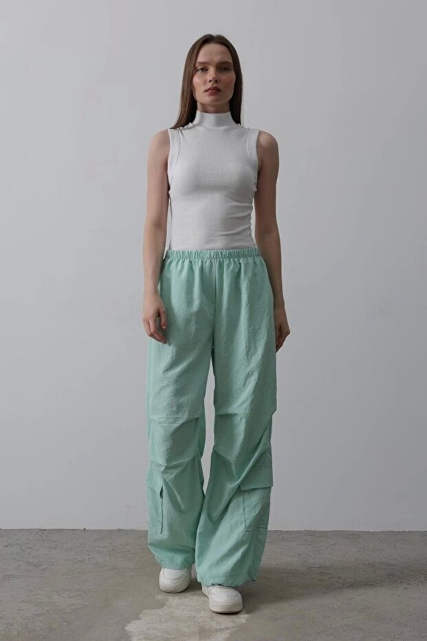 بنطال باراشوت كارجو - نعناعي - 2