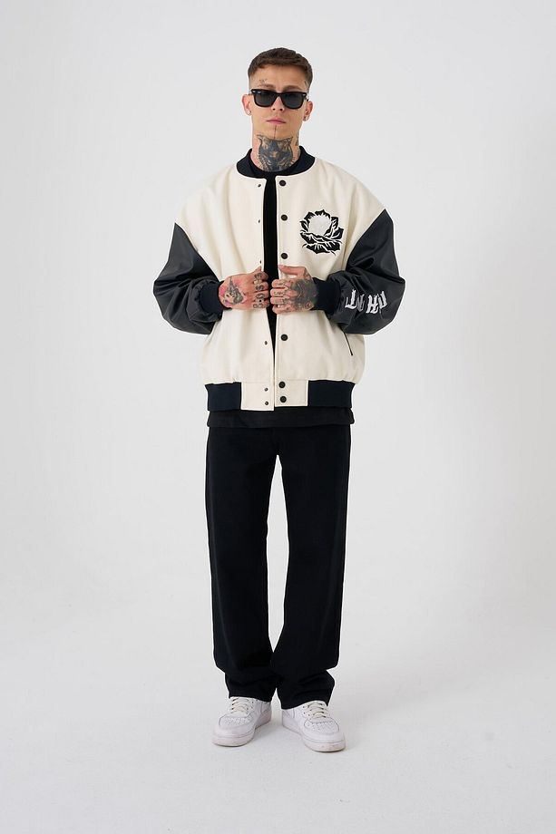 Erkek Go To War Oversize Ekru Bomber Ceket - 5