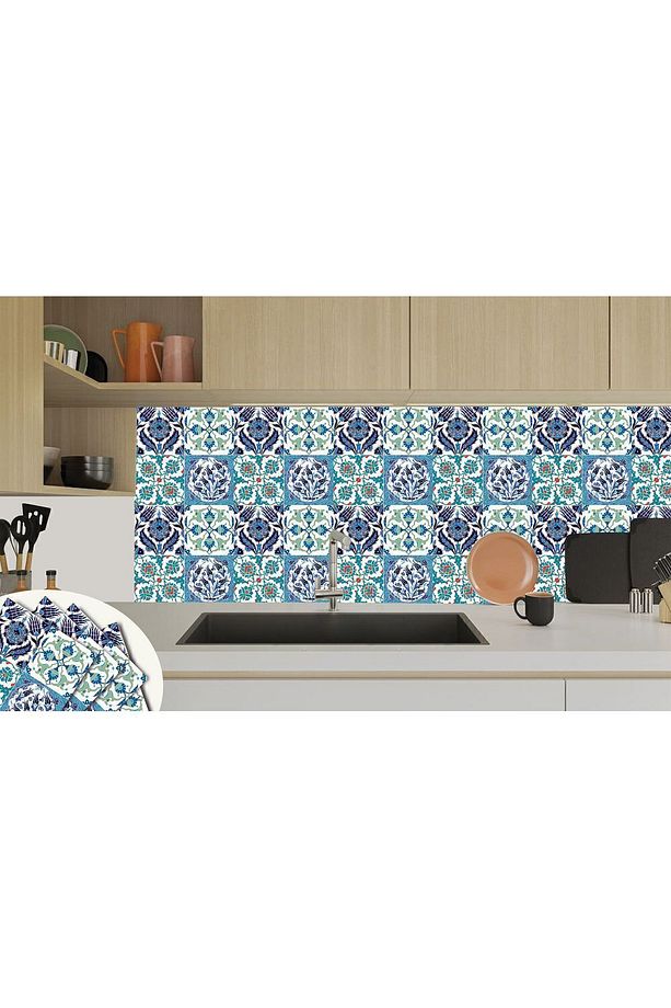 Kendinden Yapışkanlı Banyo Mutfak Kaplama Çini 010 Karma Desenli Pvc Karo 30x30 Cm (33 ADET) 3m2 - 5