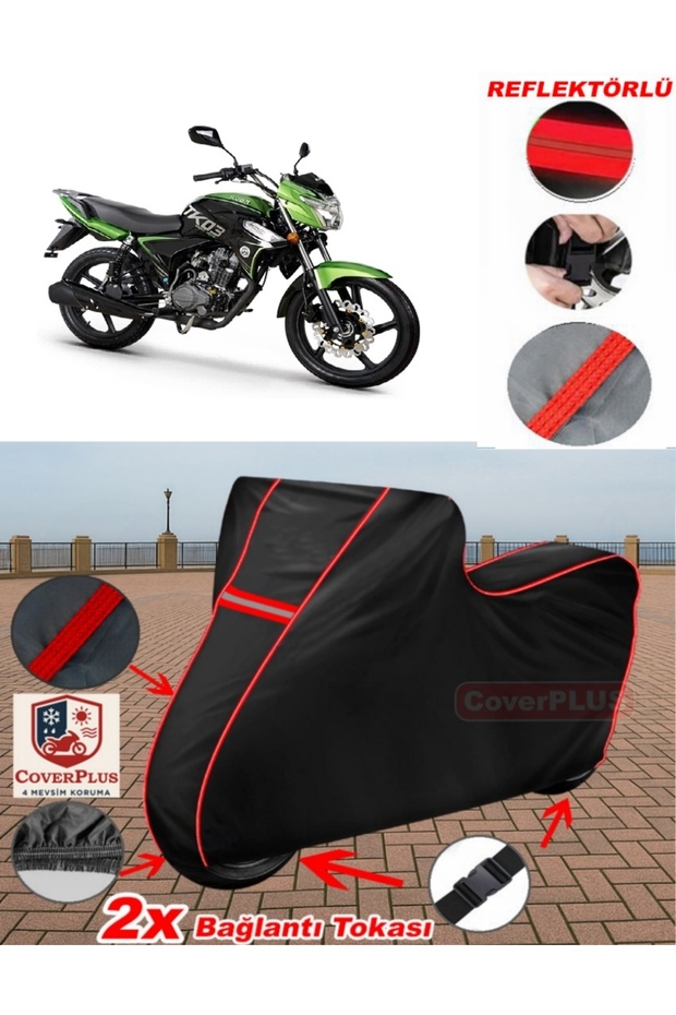 Kuba Tk 03 Tarpaulin Black Motorcycle Tarpaulin Motor Cover Tent (Red Stitched)