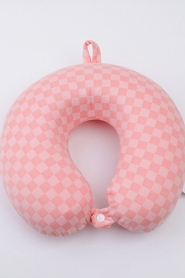 Mozaik Şekillli Memory Foam U Tipi Yastık Pembe - 4