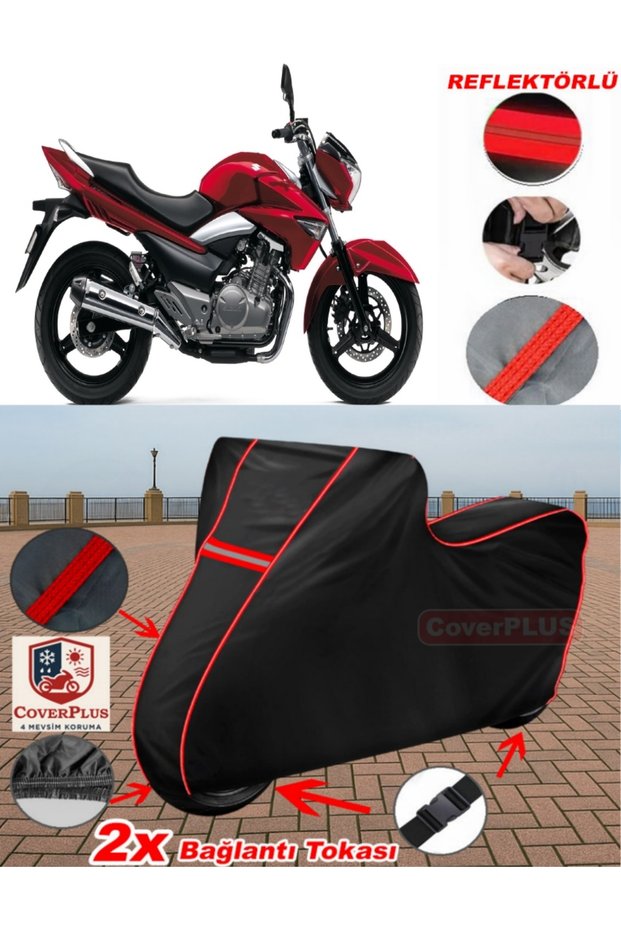 Suzuki Gw250 Inazuma Tarpaulin Black Motorcycle Tarpaulin Engine Cover Tent (Red Stitched)