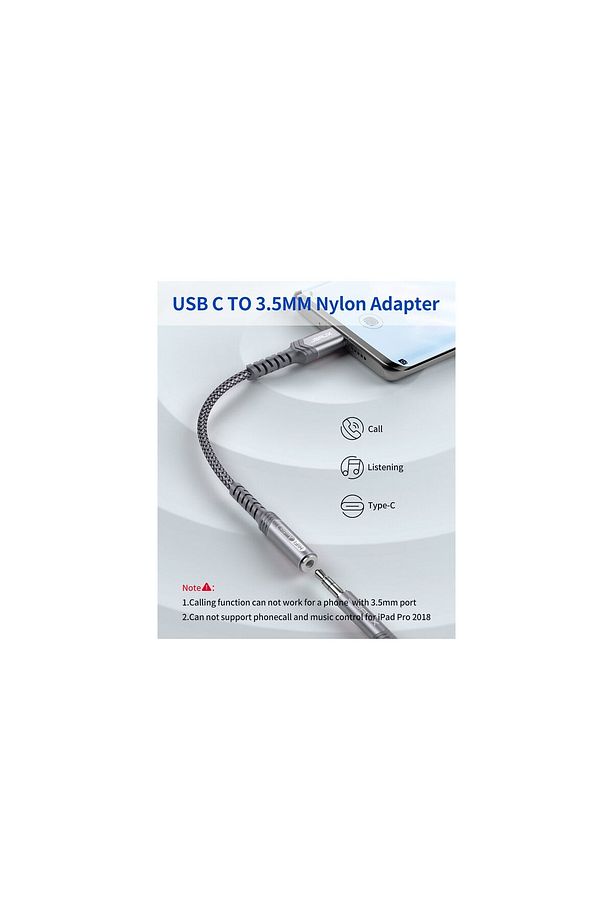 Usb-C Type-C To 3,5 mm Kulaklık Jack Hifi Adaptörü USB C - Aux Ses Dönüştürücü Kulaklık Aparat - 3
