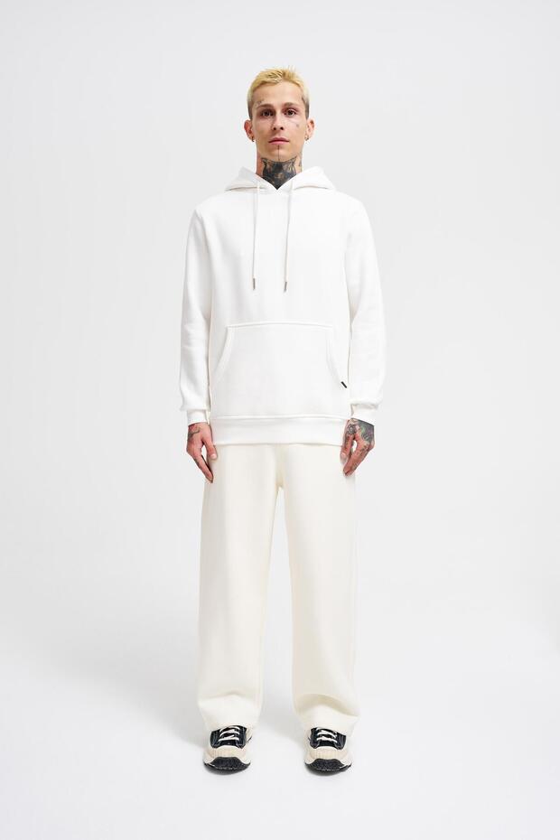 Erkek Regular Basıc Ekru Hoodıe - 4
